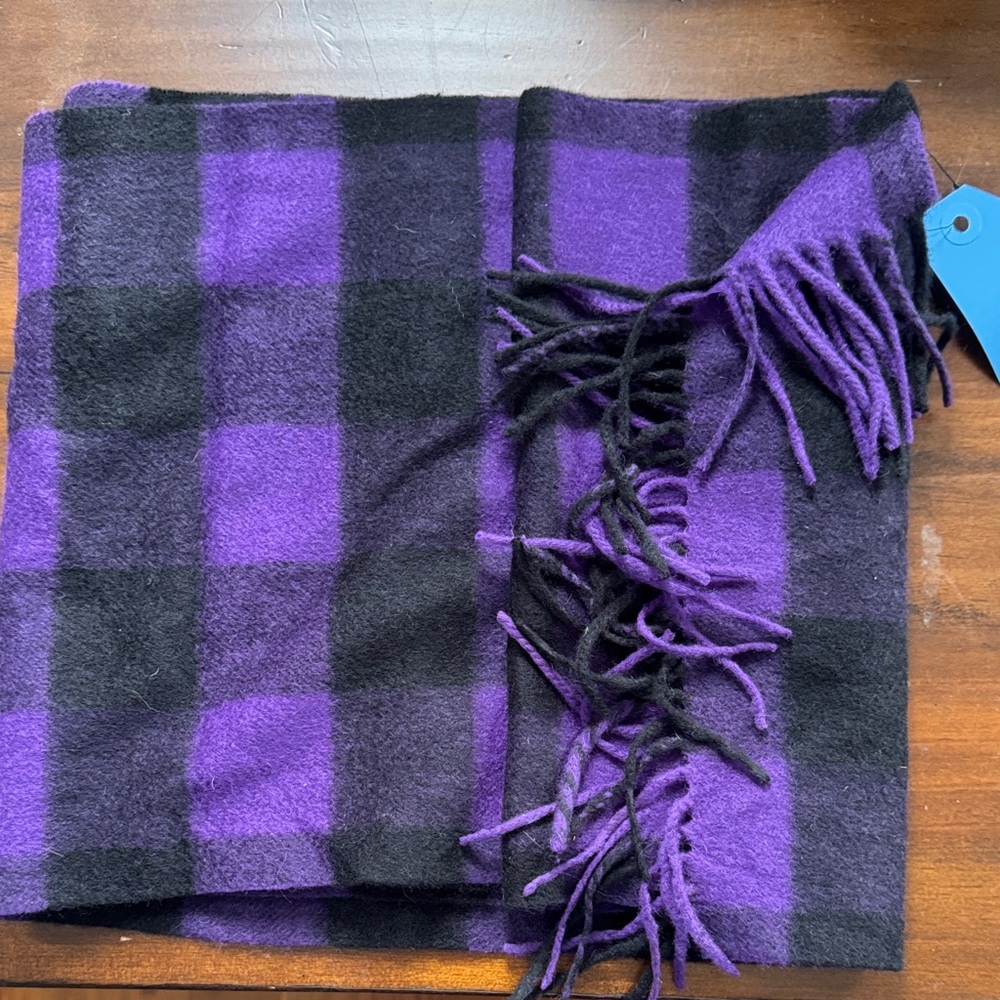 Kinross Purple and Black Cashmere Scarf